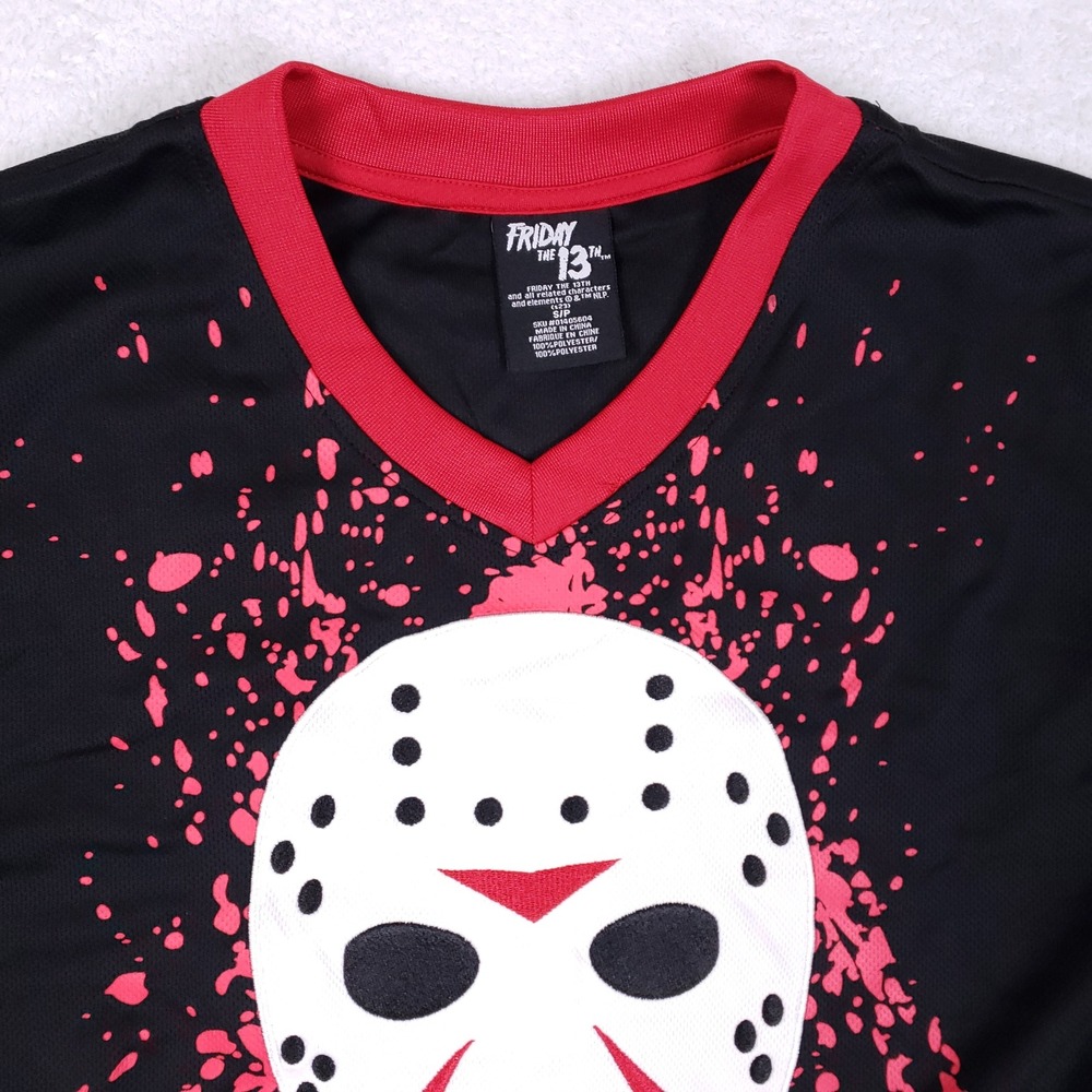 Friday the 13th Jason Voorhees Hockey Jersey Black Red Slasher Horror Small - Picture 2 of 9